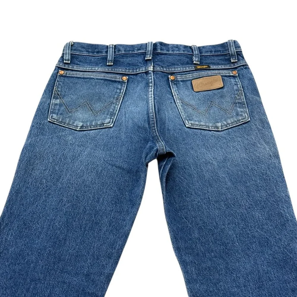 Vintage Wrangler Blue Denim Jeans Mens 30x27 Western Straight Leg y2k